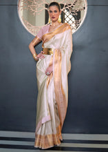Load image into Gallery viewer, Daisy White Woven Soft Silk Saree Clothsvilla