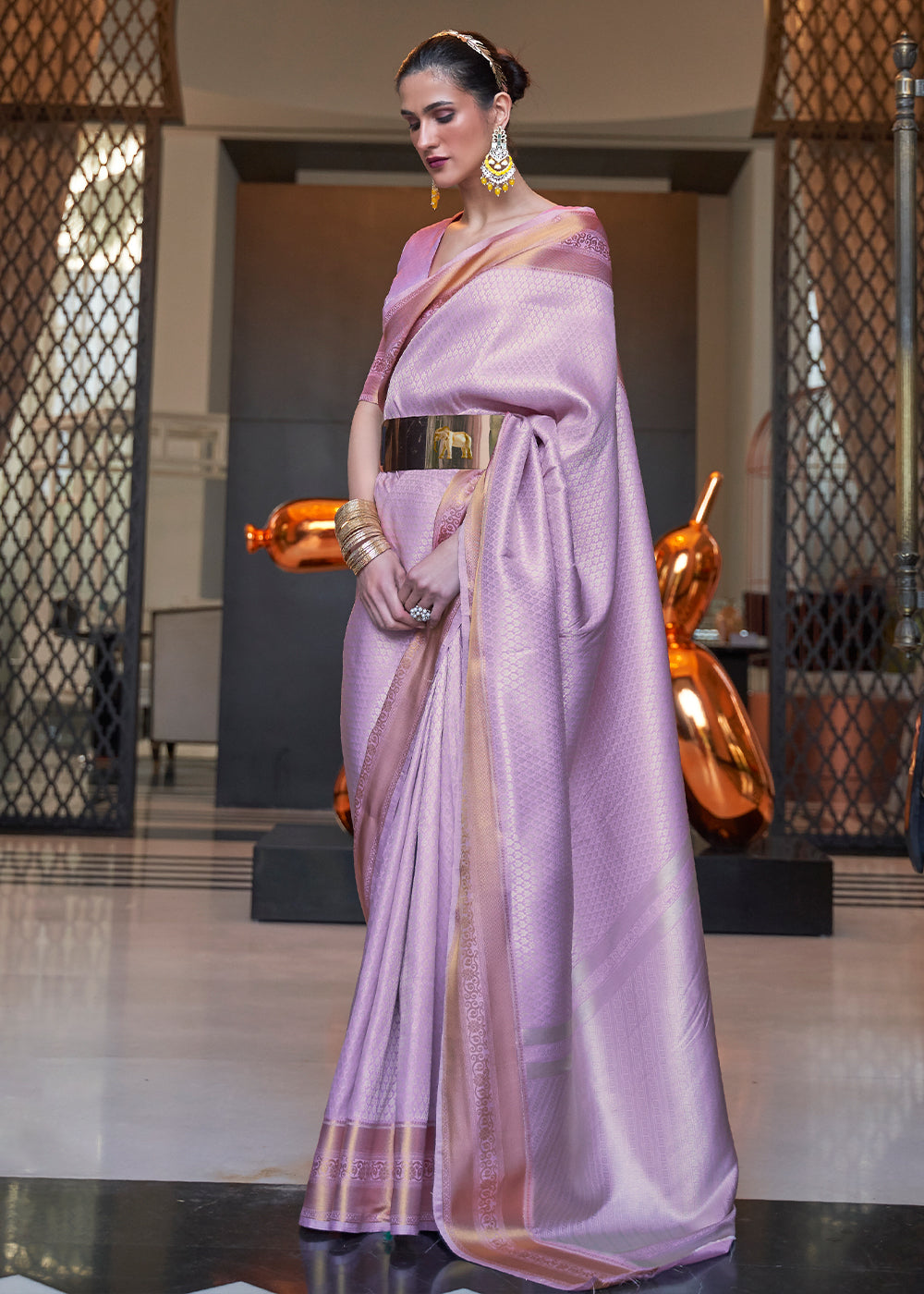 Lavender Purple Woven Soft Silk Saree Clothsvilla