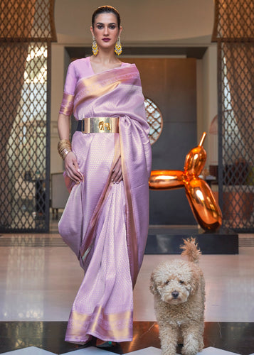 Lavender Purple Woven Soft Silk Saree Clothsvilla