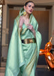 Load image into Gallery viewer, Aquamarine Green Woven Soft Silk Saree Clothsvilla