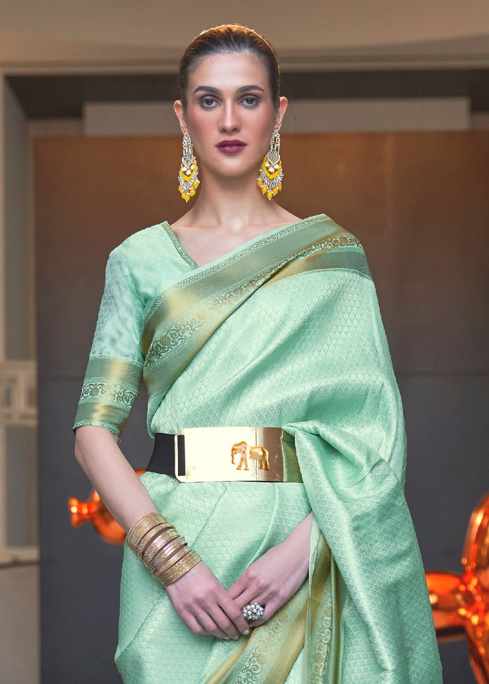 Aquamarine Green Woven Soft Silk Saree Clothsvilla