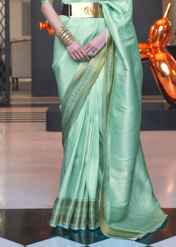 Aquamarine Green Woven Soft Silk Saree Clothsvilla