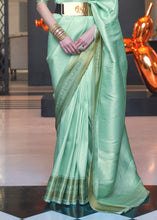 Load image into Gallery viewer, Aquamarine Green Woven Soft Silk Saree Clothsvilla