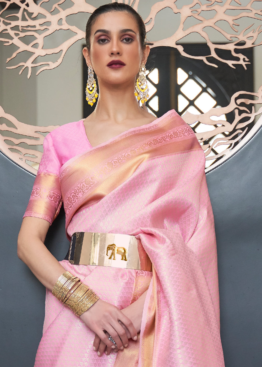 Persian Pink Woven Soft Silk Saree Clothsvilla