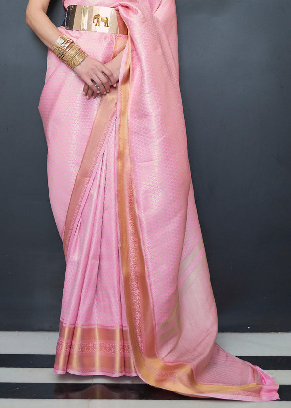 Persian Pink Woven Soft Silk Saree Clothsvilla