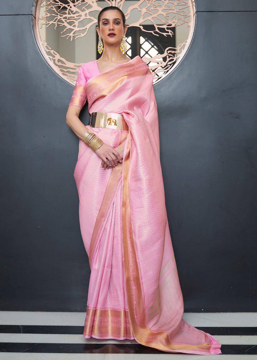 Persian Pink Woven Soft Silk Saree Clothsvilla