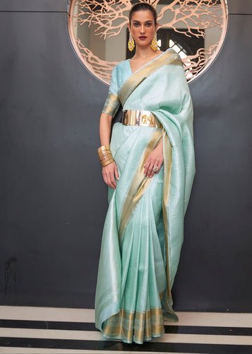 Baby Blue Woven Soft Silk Saree Clothsvilla