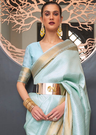 Baby Blue Woven Soft Silk Saree Clothsvilla