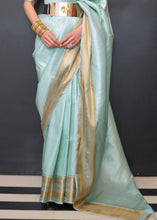 Load image into Gallery viewer, Baby Blue Woven Soft Silk Saree Clothsvilla