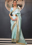 Baby Blue Woven Soft Silk Saree Clothsvilla