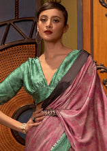 Load image into Gallery viewer, Green &amp; Pink Designer Satin Crepe Printed Saree Clothsvilla