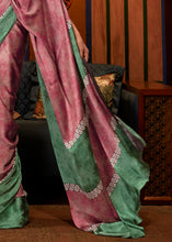 Load image into Gallery viewer, Green &amp; Pink Designer Satin Crepe Printed Saree Clothsvilla