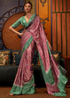 Load image into Gallery viewer, Green &amp; Pink Designer Satin Crepe Printed Saree Clothsvilla