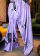 Load image into Gallery viewer, Heliotrope Purple Designer Satin Crepe Printed Saree Clothsvilla