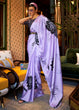 Load image into Gallery viewer, Heliotrope Purple Designer Satin Crepe Printed Saree Clothsvilla