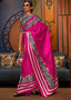 Hot Pink Designer Satin Crepe Printed Saree Clothsvilla