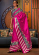 Load image into Gallery viewer, Hot Pink Designer Satin Crepe Printed Saree Clothsvilla