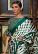 Load image into Gallery viewer, Green &amp; White Designer Satin Crepe Printed Saree Clothsvilla