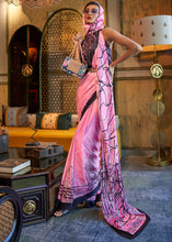 Load image into Gallery viewer, Taffy Pink Designer Satin Crepe Printed Saree Clothsvilla