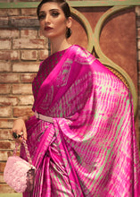 Load image into Gallery viewer, Magenta Pink Designer Satin Crepe Printed Saree : Top Pick Clothsvilla