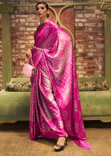 Load image into Gallery viewer, Magenta Pink Designer Satin Crepe Printed Saree : Top Pick Clothsvilla
