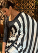 Load image into Gallery viewer, White &amp; Black Designer Satin Crepe Printed Saree : Top Pick Clothsvilla