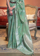 Load image into Gallery viewer, Bermuda Green Woven Linen Silk Saree Clothsvilla