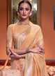 Load image into Gallery viewer, Melon Orange Woven Linen Silk Saree Clothsvilla