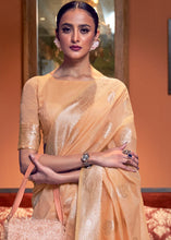 Load image into Gallery viewer, Melon Orange Woven Linen Silk Saree Clothsvilla