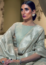 Load image into Gallery viewer, Rhino Grey Woven Linen Silk Saree Clothsvilla