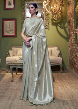 Load image into Gallery viewer, Rhino Grey Woven Linen Silk Saree Clothsvilla