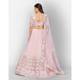 Baby Pink Thread and Foil Mirror Cutwork Lehenga choli ClothsVilla