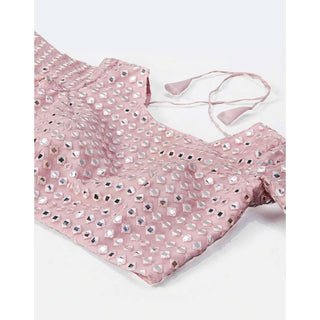 Baby Pink Thread and Foil Mirror Cutwork Lehenga choli ClothsVilla