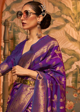 Load image into Gallery viewer, Lollipop Purple Woven Floral Banarasi Silk Saree Clothsvilla