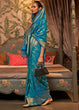 Load image into Gallery viewer, Dark Cerulean Blue Woven Floral Banarasi Silk Saree Clothsvilla