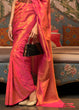 Load image into Gallery viewer, Pink &amp; Orange Woven Floral Banarasi Silk Saree Clothsvilla