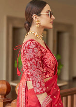 Load image into Gallery viewer, NEON PINK ORGANZA SAREE WITH DORI, SEQUINS, ZARI &amp; RESHAM WORK Clothsvilla