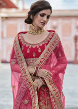 Load image into Gallery viewer, Cerise Pink Velvet Lehenga Choli Having Heavy Embroidery &amp; Hand work: Bridal Edition Clothsvilla