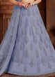 Load image into Gallery viewer, Steel Blue Soft Net Lehenga Choli with Thread, Zarkan &amp; Pearl work Clothsvilla