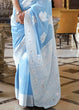 Load image into Gallery viewer, Maya Blue Lucknowi  Chikankari Weaving Silk Saree Clothsvilla