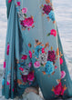 Load image into Gallery viewer, Turkish Blue Digital Printed Crepe Silk Saree Clothsvilla
