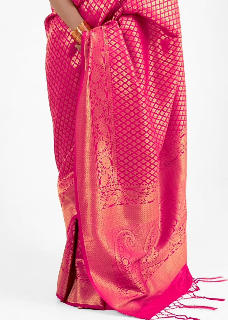 Magenta Pink Kanjivaram Soft Woven Silk Saree Clothsvilla