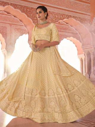 Off White Embroidered Designer Lehenga Choli Clothsvilla