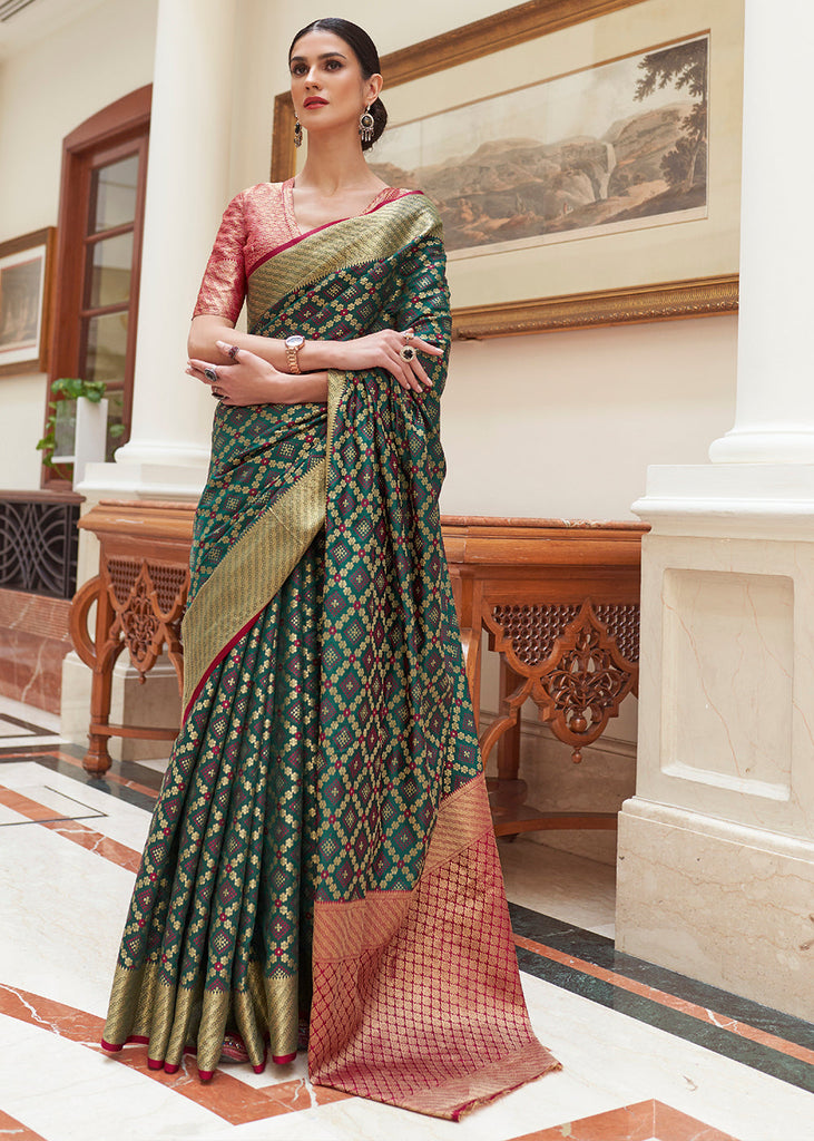 Opal Green Handloom Patola Weave Silk Saree Clothsvilla