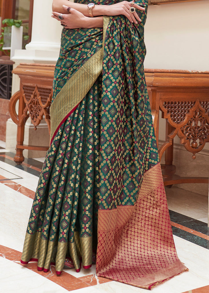 Opal Green Handloom Patola Weave Silk Saree Clothsvilla