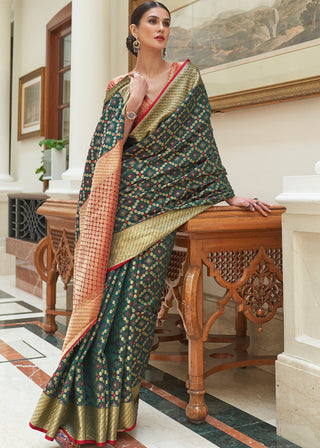 Opal Green Handloom Patola Weave Silk Saree Clothsvilla