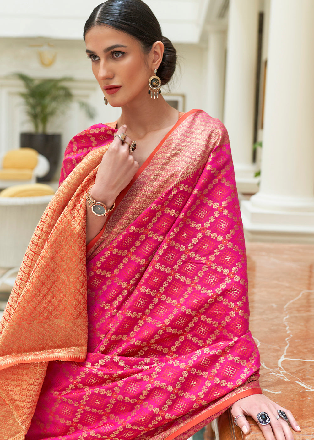 Magenta Pink Handloom Patola Weave Silk Saree Clothsvilla