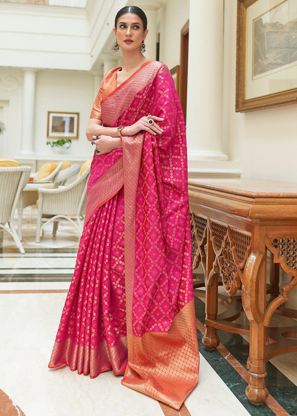 Magenta Pink Handloom Patola Weave Silk Saree Clothsvilla