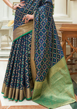 Load image into Gallery viewer, Navy Blue Handloom Patola Weave Silk Saree Clothsvilla