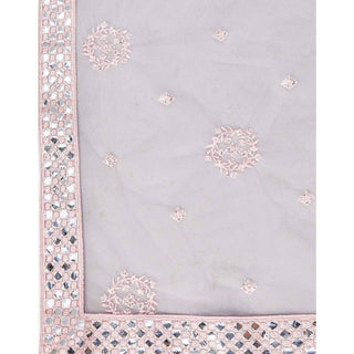 Baby Pink Thread and Foil Mirror Cutwork Lehenga choli ClothsVilla